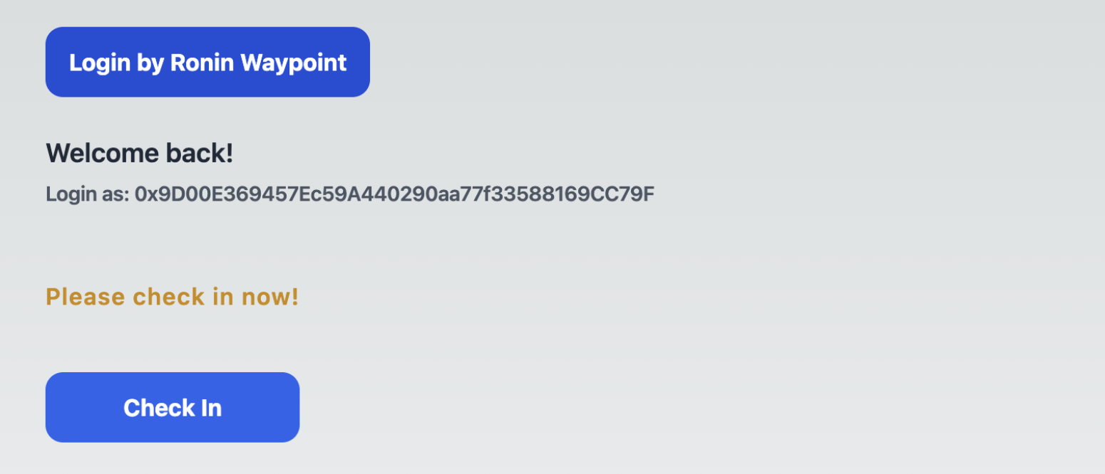 Daily check-in with Ronin Waypoint